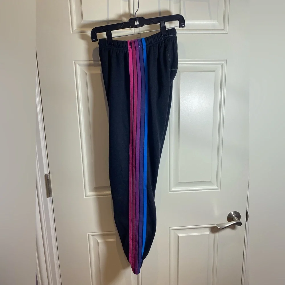 Aviator Nation Joggers with Pink and Blue Stripes - Picture 4 of 5